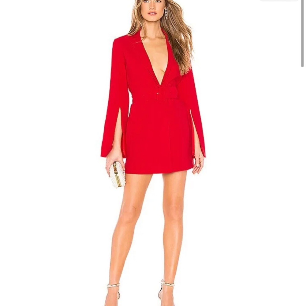 Amanda Uprichard Antwerp Red Belted Blazer Dress